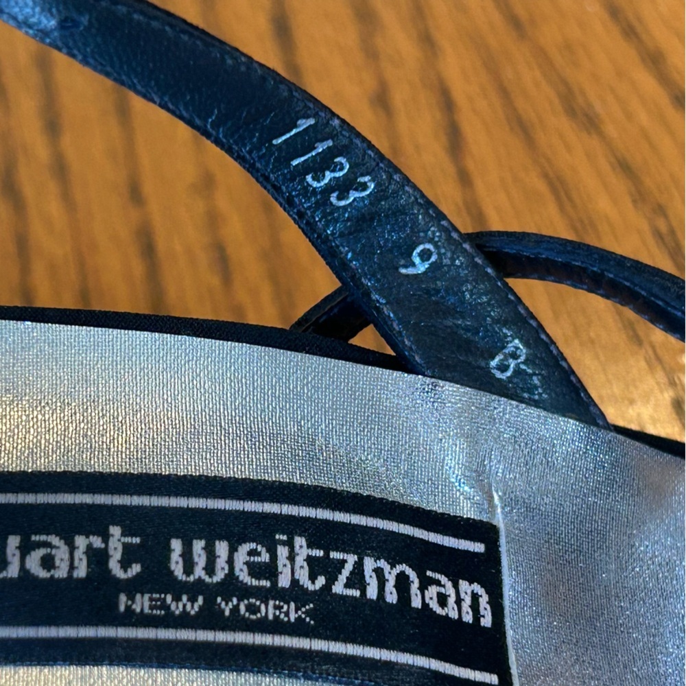 Stuart Weitzman Black Strappy Sandals Rhinestones on Strap & Buckle Size 9 - Picture 11 of 12